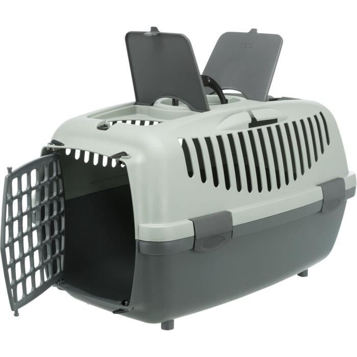 TRIXIE Capri 3 Transport Box - S - 40 x 38 x 61 cm - Anthracite, grey and green - For dogs