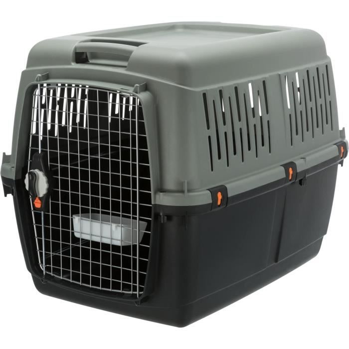 TRIXIE Giona 5 transport box - Recycled - M: 60 × 61 × 81 cm - Anthracite and gray-green