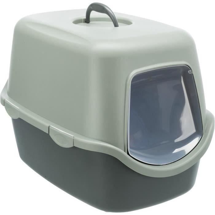 TRIXIE Vico litter box - Lid - Recycled - 40 × 40 × 56 cm - Anthracite and gray-green