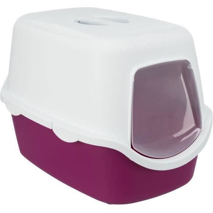 TRIXIE Vico litter box - Lid - 40 × 40 × 56 cm - Berry and white