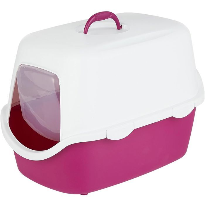 TRIXIE Vico litter box - Lid - 40 × 40 × 56 cm - Berry and white