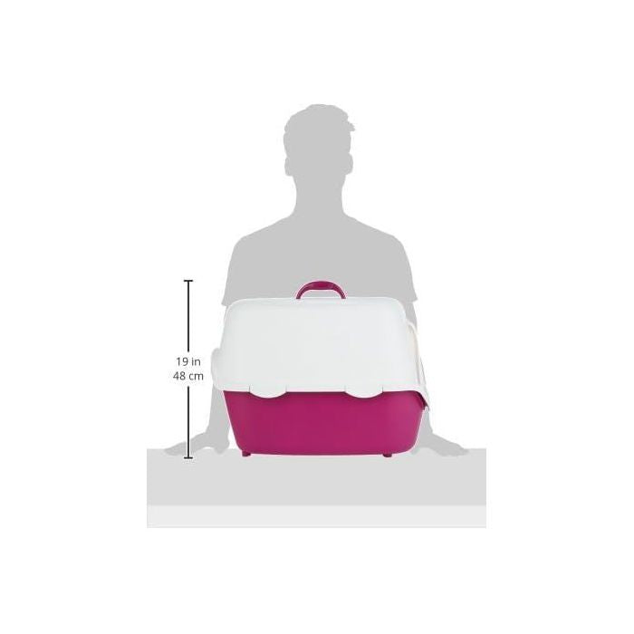 TRIXIE Vico litter box - Lid - 40 × 40 × 56 cm - Berry and white
