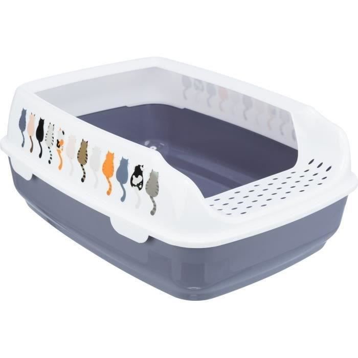 TRIXIE Delio litter box - Rim - 38 × 20 × 50 cm - Gray and white print