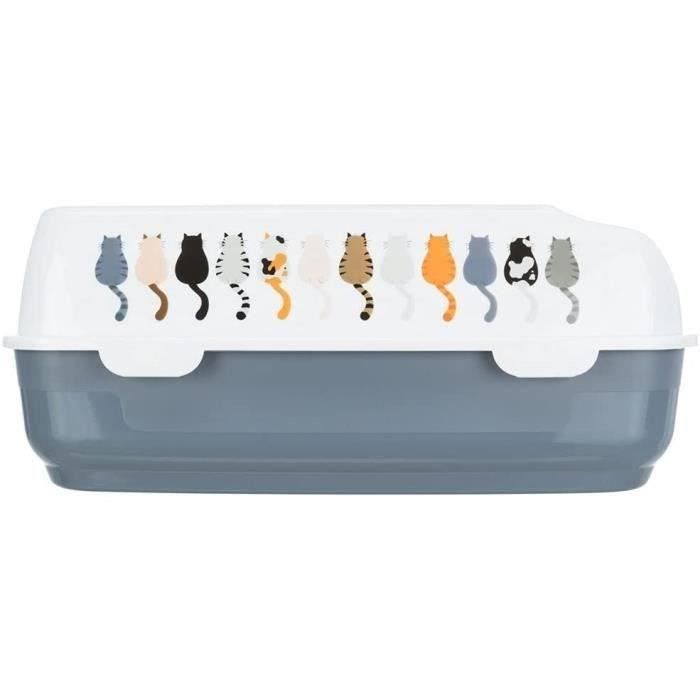TRIXIE Delio litter box - Rim - 38 × 20 × 50 cm - Gray and white print