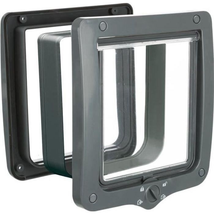 TRIXIE Cat flap with 4 modes XXL with tunnel Gray