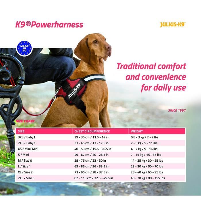 Power Julius -K9 harness - 2 - L -XL: 71-96 cm -50 mm - black - for dogs