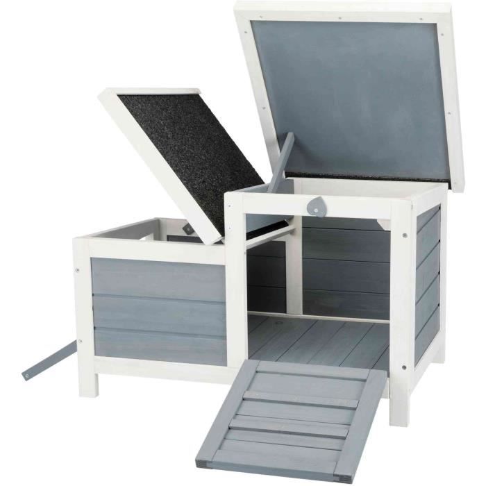 Trixie Clapier Habitat Natura - 70 x 43 x 45 cm - with two entries - white and gray - for rabbit