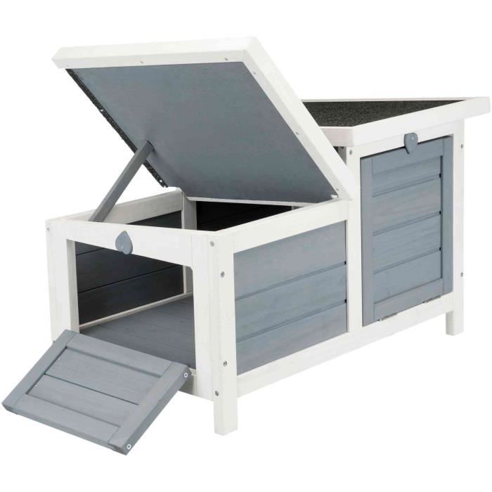 Trixie Clapier Habitat Natura - 70 x 43 x 45 cm - with two entries - white and gray - for rabbit