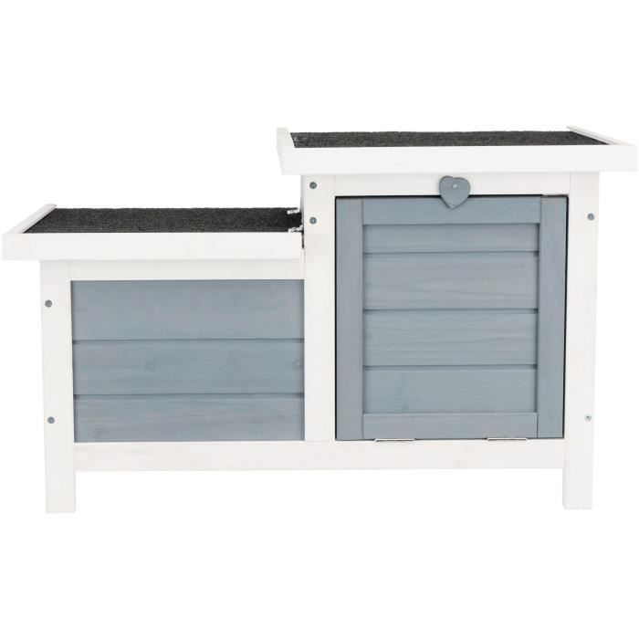 Trixie Clapier Habitat Natura - 70 x 43 x 45 cm - with two entries - white and gray - for rabbit
