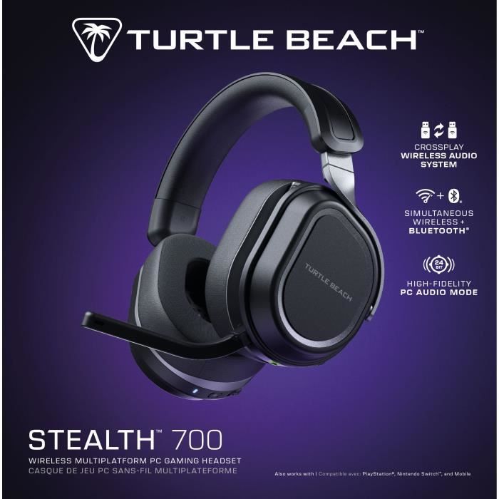 Wireless Multi-Platform Gaming Headset - TURTLE BEACH - Stealth 700PC (Gen3) - Black