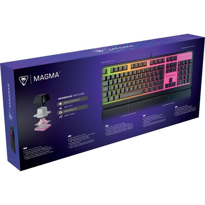 Turtle Beach Magma Gaming Keyboard - RGB Membrane - Black, Quiet Keys, AIMO RGB