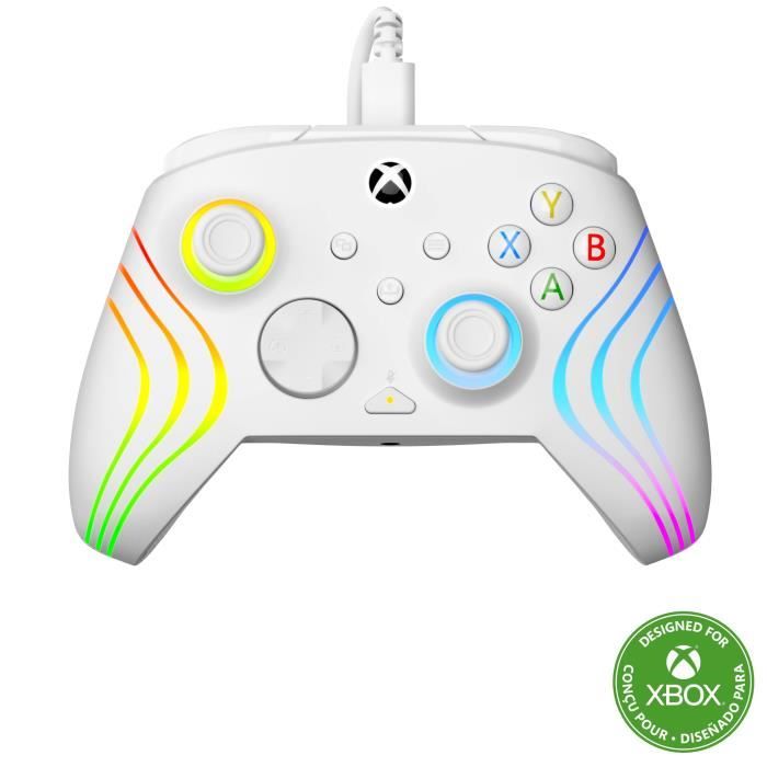 Gamepad - Xbox Series X|S, Xbox One and PC - Afterglow Wave - RGB - Wired - White - TURTLE BEACH