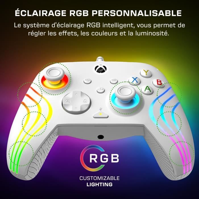 Gamepad - Xbox Series X|S, Xbox One and PC - Afterglow Wave - RGB - Wired - White - TURTLE BEACH