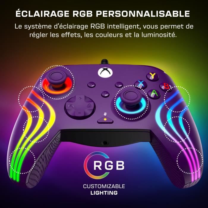 Gamepad - Xbox Series X|S, Xbox One and PC - Afterglow Wave - RGB - Wired - Purple - TURTLE BEACH