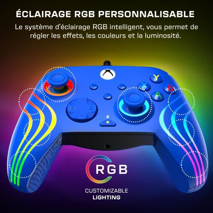 Gamepad - Xbox Series X|S, Xbox One and PC - Afterglow Wave - RGB - Wired - Blue - TURTLE BEACH