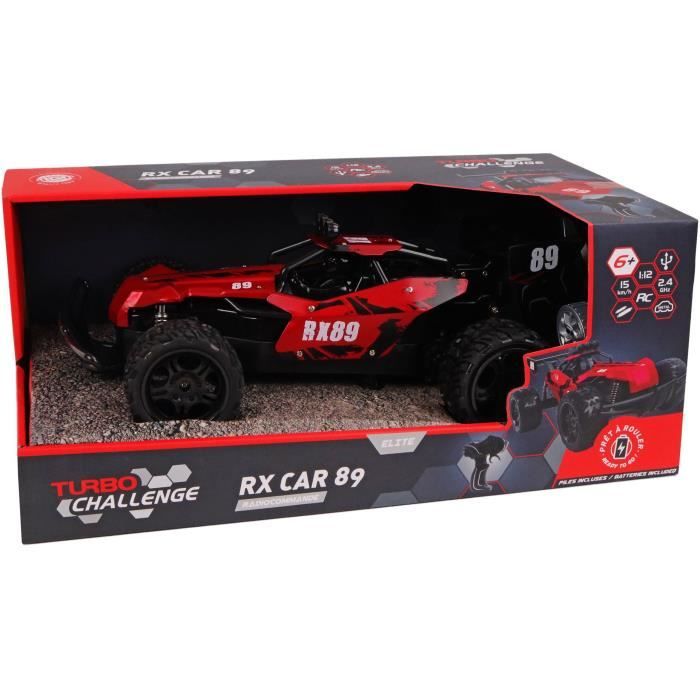 Remote Control Car - TURBO CHALLENGE - RX Car 89 093721 - Red - 1/12 - Rechargeable Battery and Batteries Included - Metal