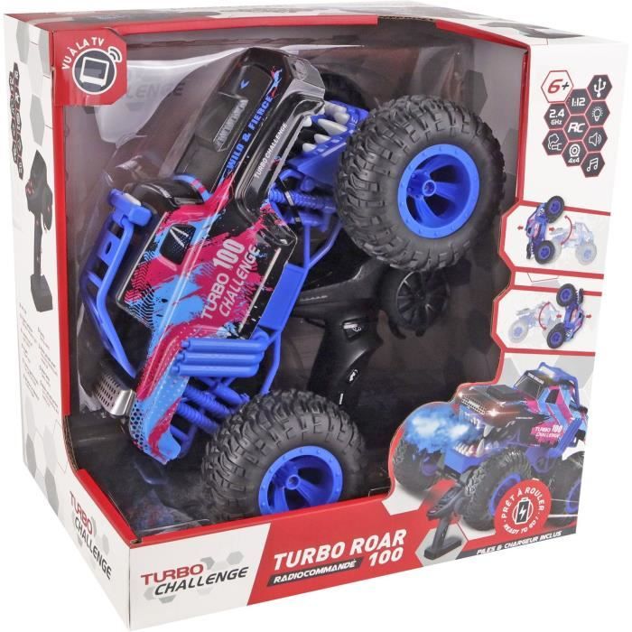 Remote Control Car - TURBO CHALLENGE - Smashroar TC100 - Smoke Option - Blue - 1/12 - Rechargeable Battery and Batteries Included