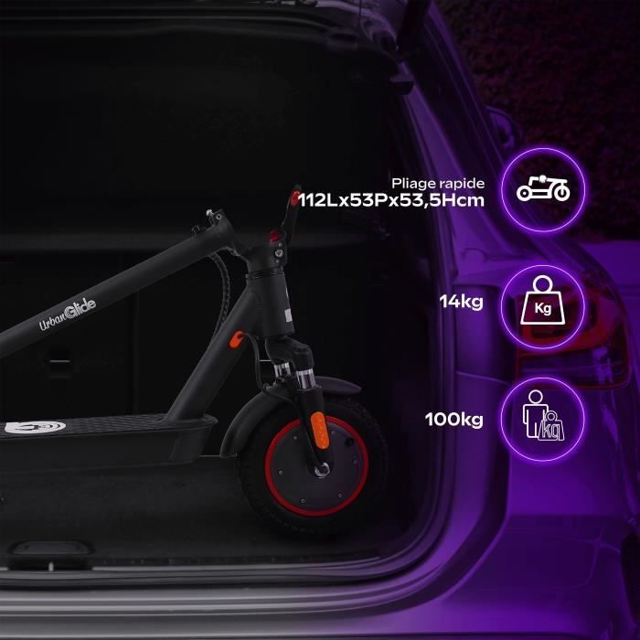 Foldable electric scooter - URBANGLIDE - 100 MAX - 350W - 10 wheels - Adult - Black