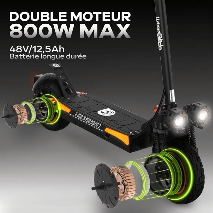 All-terrain electric scooter - URBANGLIDE - ECROSS PRO BOOST 2 - 10 - 48V - 1600 W Dual motor - 13Ah - 50KM range