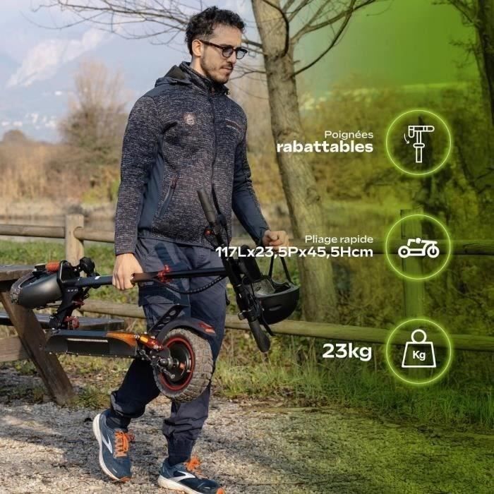 Foldable all-terrain electric scooter - URBANGLIDE - ECROSS PRO LITE 2 - 10 - 48V - 800 W - Auto 40KM Brake light and indicators