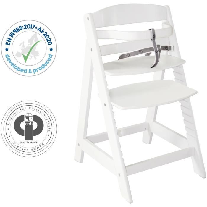 Sit Up III Wooden High Chair - ROBA - Height Adjustable - White