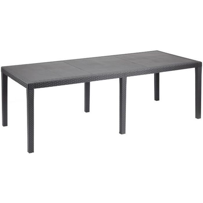 Queen outdoor dining table with rattan effect - Anthracite - 220 x 90 x 72 cm