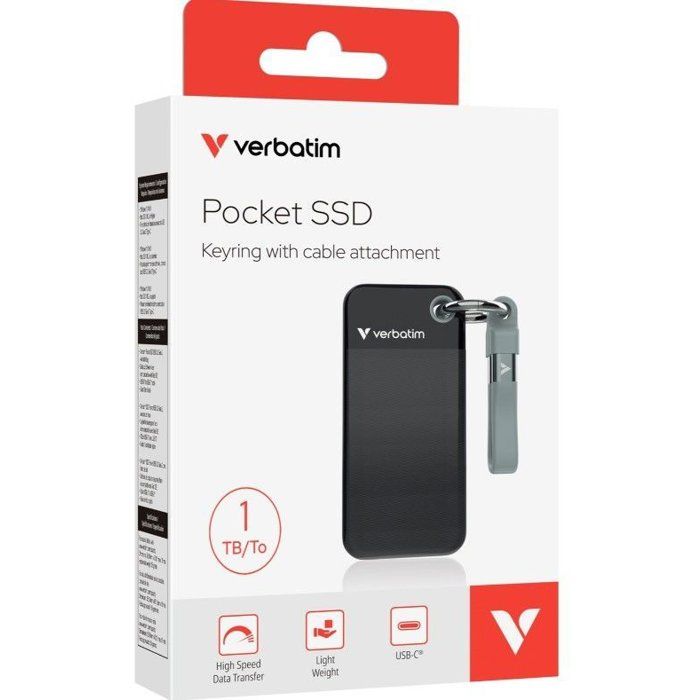 External SSD Drive - VERBATIM - Pocket - 1 TB - Black / Gray