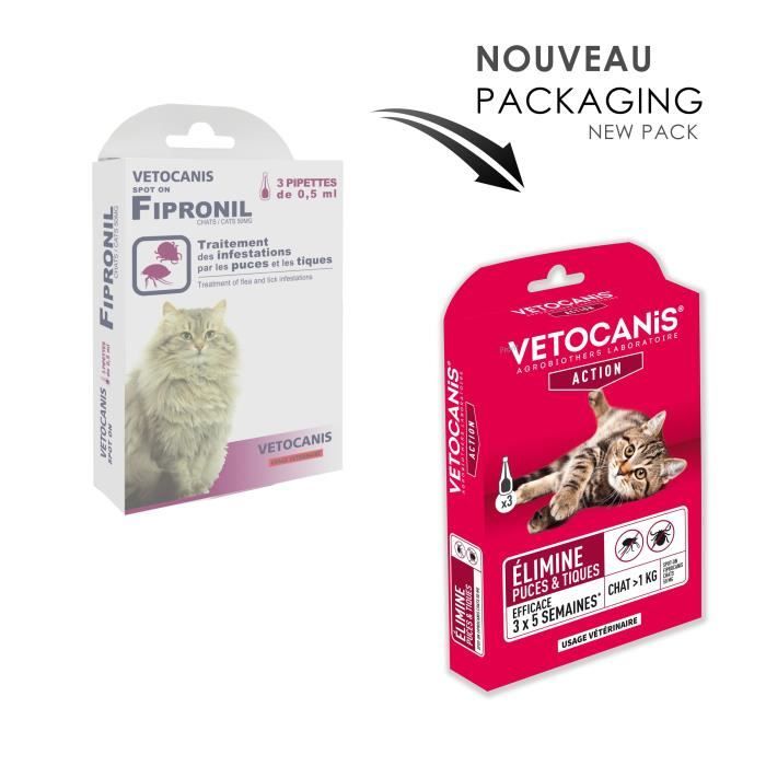 VETOCANIS Spot On, Anti-flea and Anti-tick pipettes - For cat