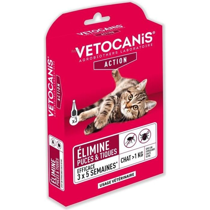 VETOCANIS Spot On, Anti-flea and Anti-tick pipettes - For cat