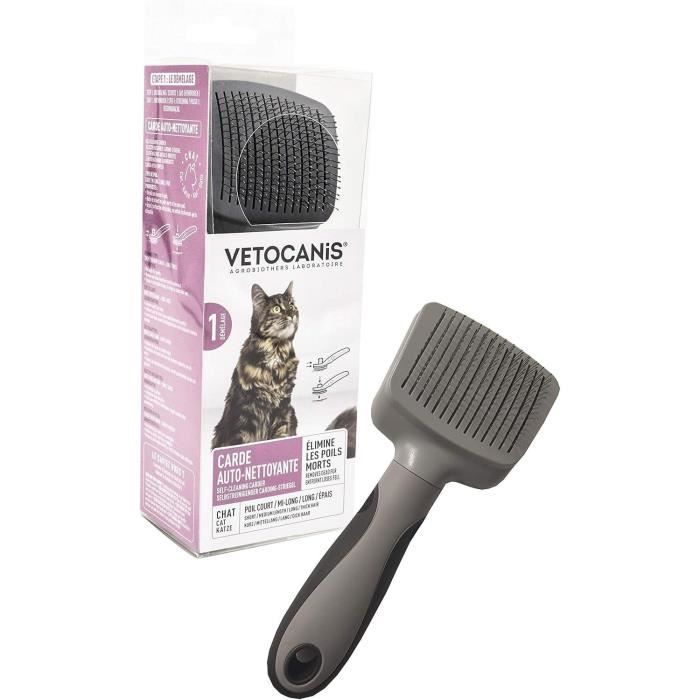 VETOCANIS Retractable and self-cleaning card brush - To remove dead hair - For cat