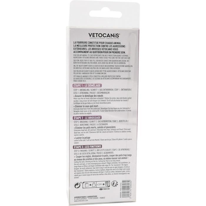VETOCANIS Retractable and self-cleaning card brush - To remove dead hair - For cat
