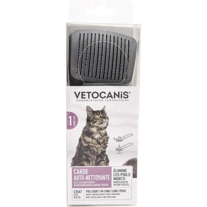 VETOCANIS Retractable and self-cleaning card brush - To remove dead hair - For cat