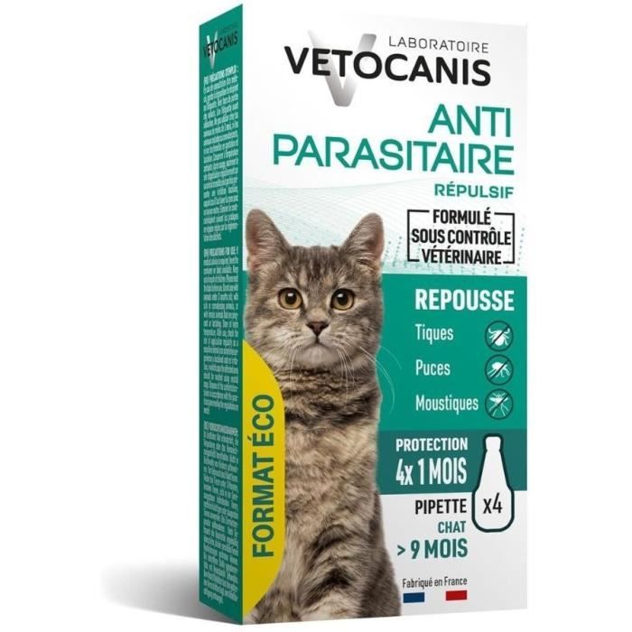 VETOCANIS 4 Anti-flea and anti-tick pipettes - For Cat - 4x 1 month protection