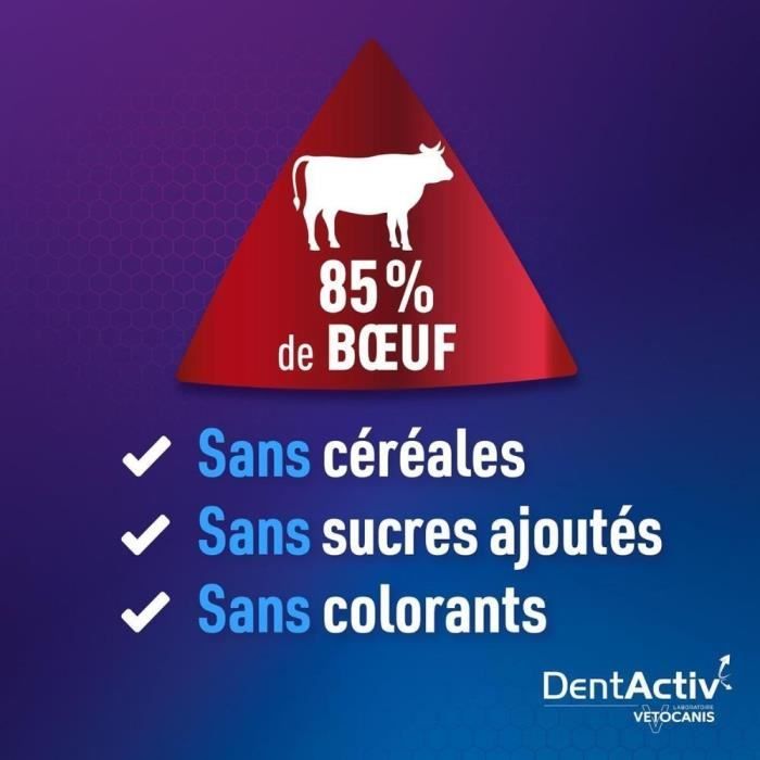 DentActiv - 12 Sticks - VETOCANIS - 12 Mini Beef Oral Hygiene Sticks for Dogs 2-15kg