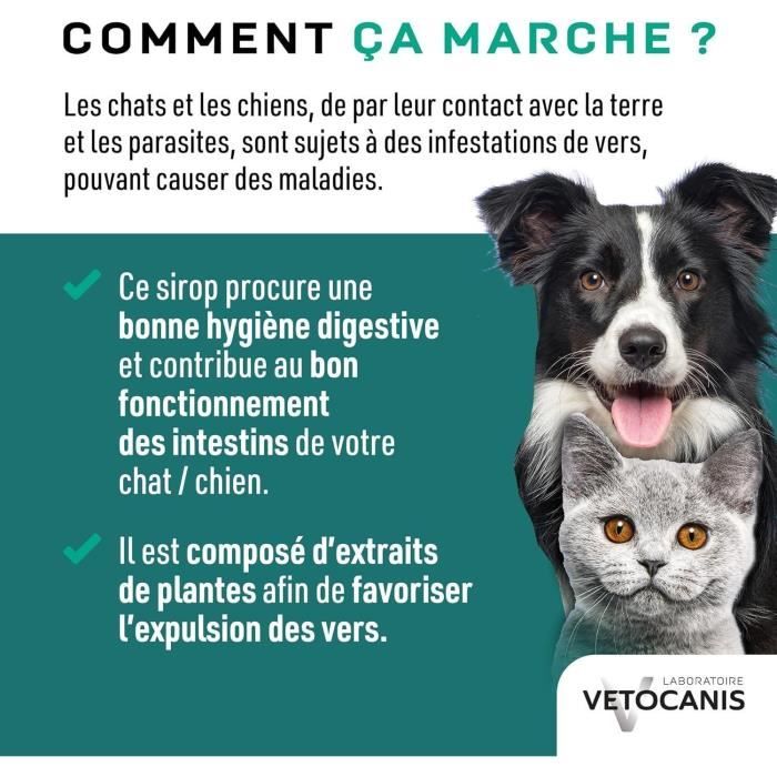 VETOCANIS Syrup against worms - 125 ml - For dogs and cats