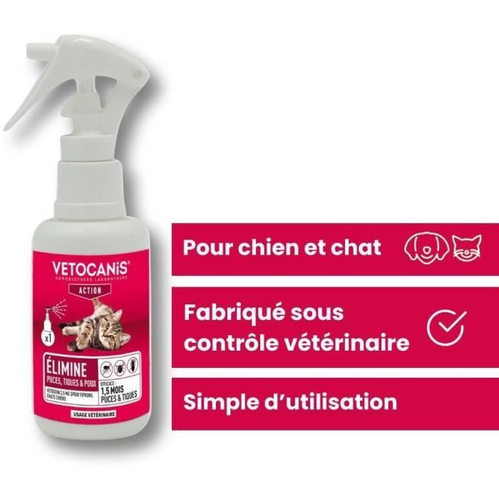 VETOCANIS Anti-parasitic, anti-flea and anti-tick spray - 100 ml - For dogs and cats