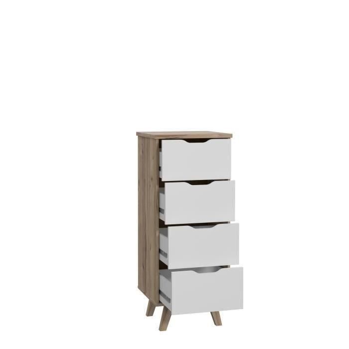 Clumard 4 drawers - in particle panels - Chene and white decor - Contemporary - L 45 x D 42 x H 108 cm