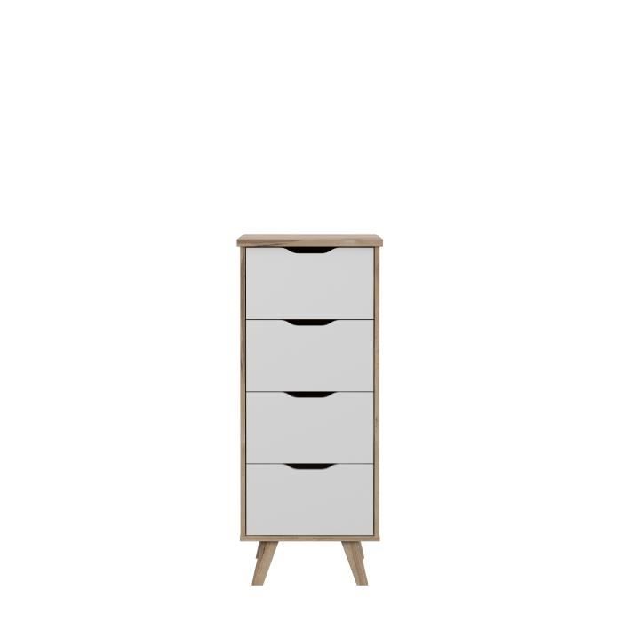 Clumard 4 drawers - in particle panels - Chene and white decor - Contemporary - L 45 x D 42 x H 108 cm