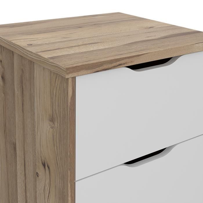 Clumard 4 drawers - in particle panels - Chene and white decor - Contemporary - L 45 x D 42 x H 108 cm