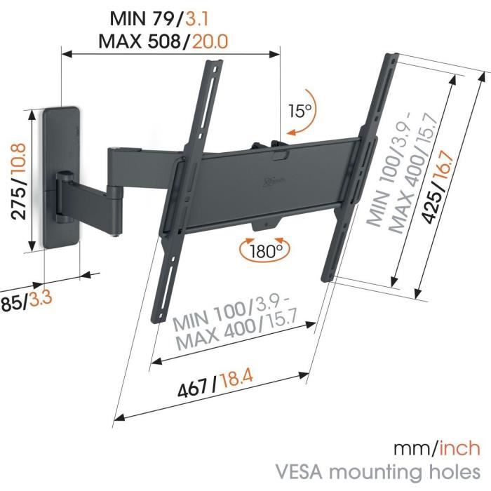TV wall mount - VOGEL'S - TVM 1443 Full-Motion+ Medium, 2 arms, 32-65