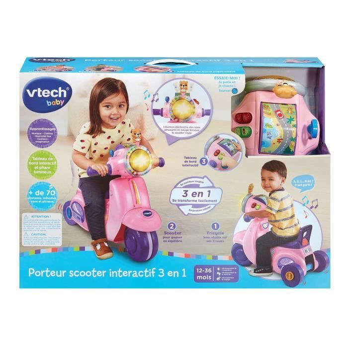 VTECH 3 IN 1 INTERACTIVE SCOOTER RIDE-ON PINK
