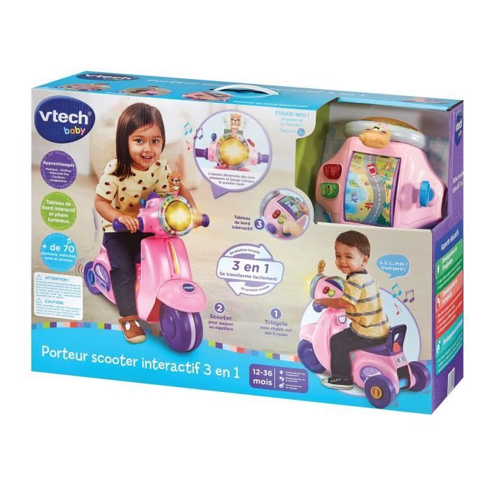 VTECH 3 IN 1 INTERACTIVE SCOOTER RIDE-ON PINK