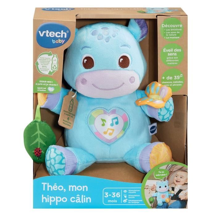 VTECH THÉO, MY CUDDLY HIPPO (RECYCLED PLASTIC BOTTLES)