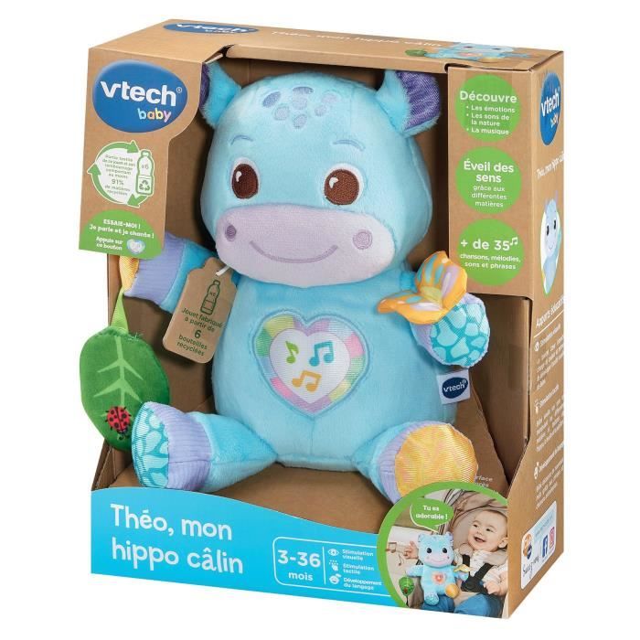 VTECH THÉO, MY CUDDLY HIPPO (RECYCLED PLASTIC BOTTLES)