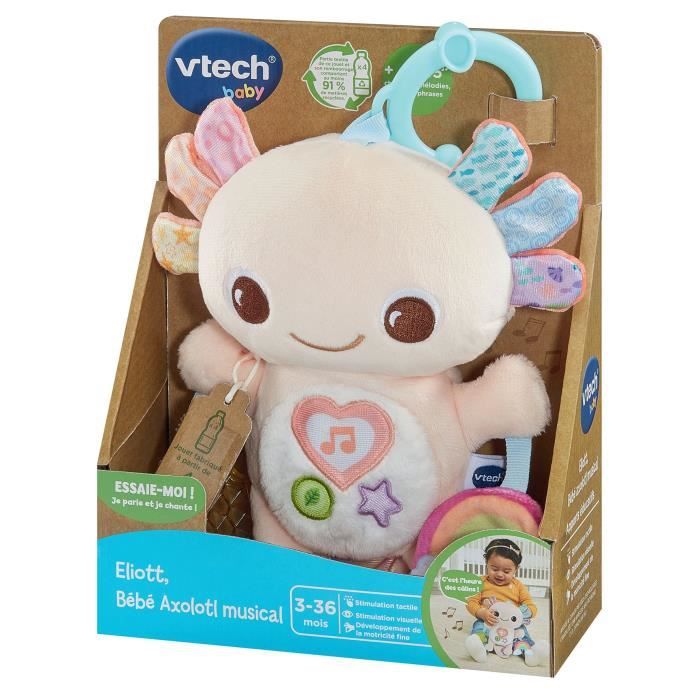 VTECH ELIOTT, BEBE AXOLOTL MUSICAL (RECYCLED PLASTIC BOTTLES)
