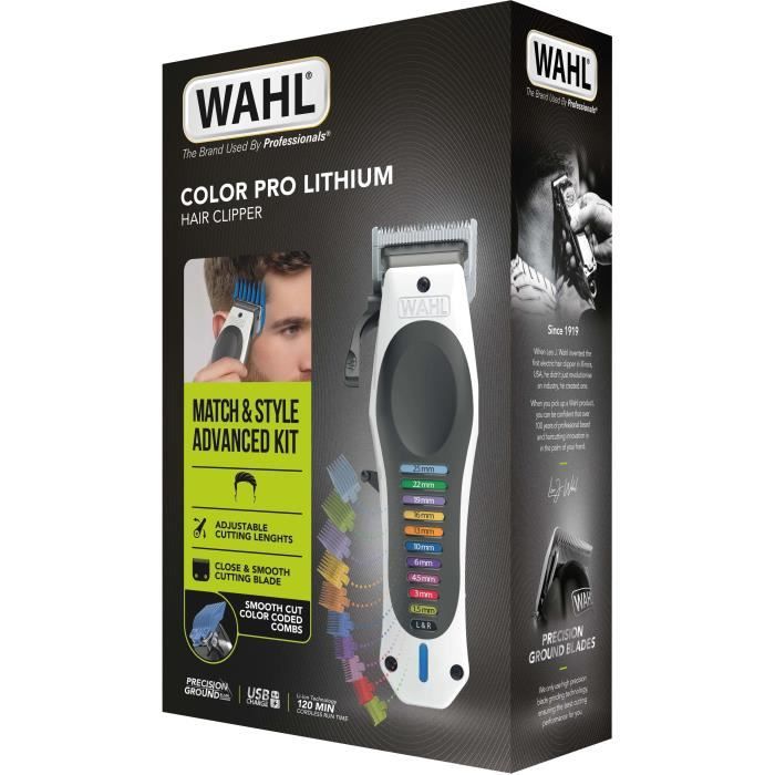 Hair Clipper - WAHL - ColorPro Cordless Lithium - 240 V - 120 min - White / Black