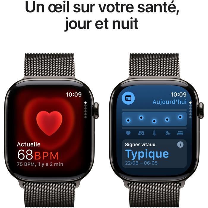 Apple Watch Series 10 GPS + Cellular - 46mm - Slate Titanium case - Slate Milanese Loop strap - M/L