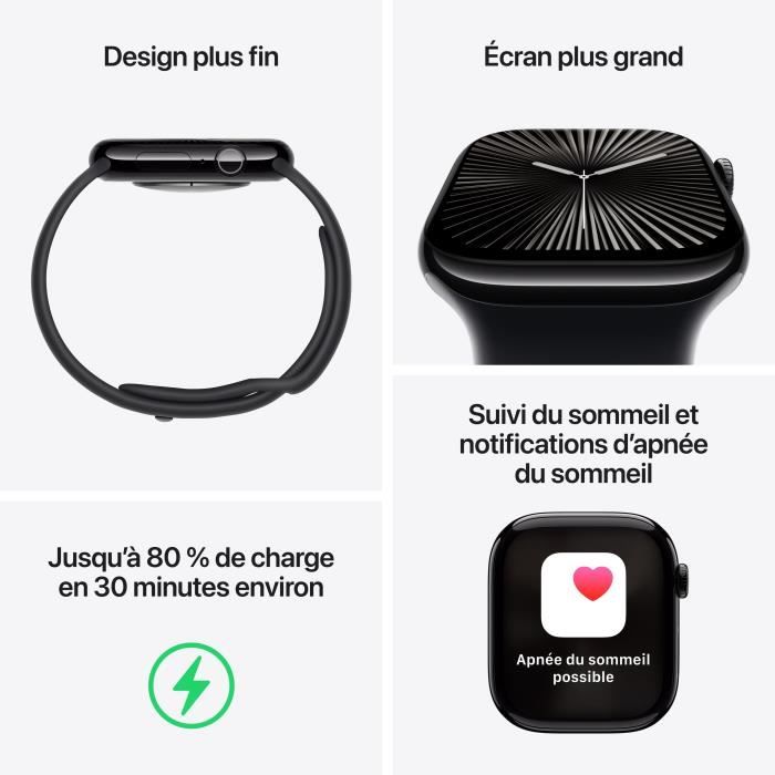 Apple Watch Series 10 GPS + Cellular - 46mm - Slate Titanium case - Slate Milanese Loop strap - M/L