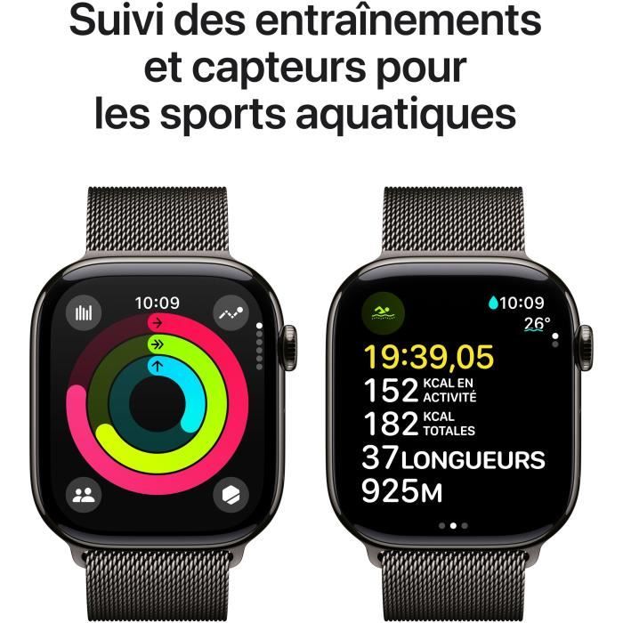 Apple Watch Series 10 GPS + Cellular - 46mm - Slate Titanium case - Slate Milanese Loop strap - M/L