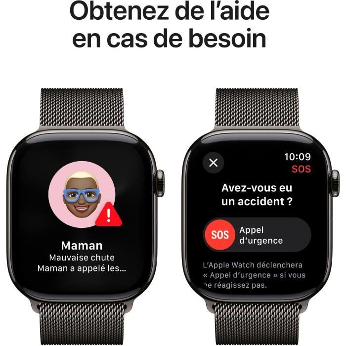Apple Watch Series 10 GPS + Cellular - 46mm - Slate Titanium case - Slate Milanese Loop strap - M/L